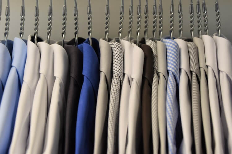 Business shirts hanging.
