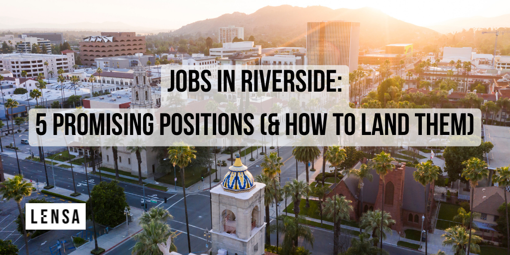 Aerial sunset view of downtown Riverside, California