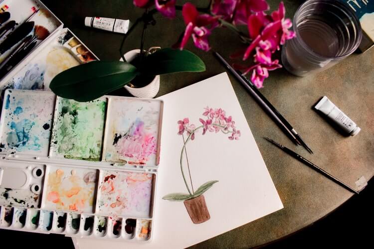 A closeup view of painting as a hobby.