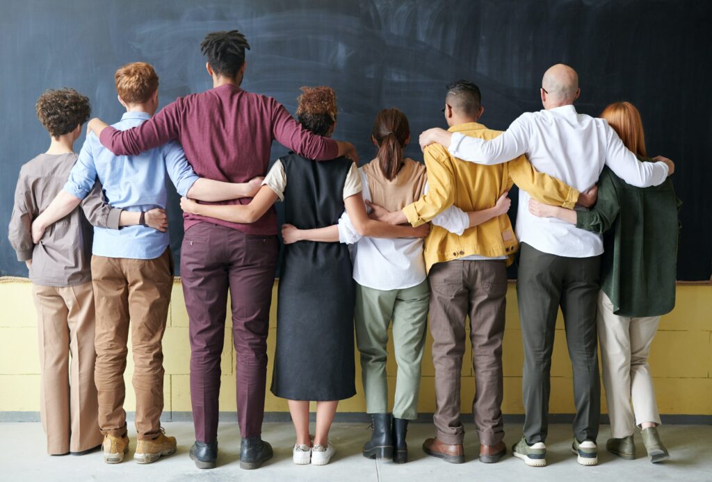 People holding each other