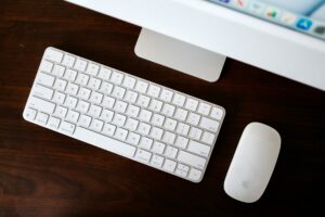 computer, mouse and buttons